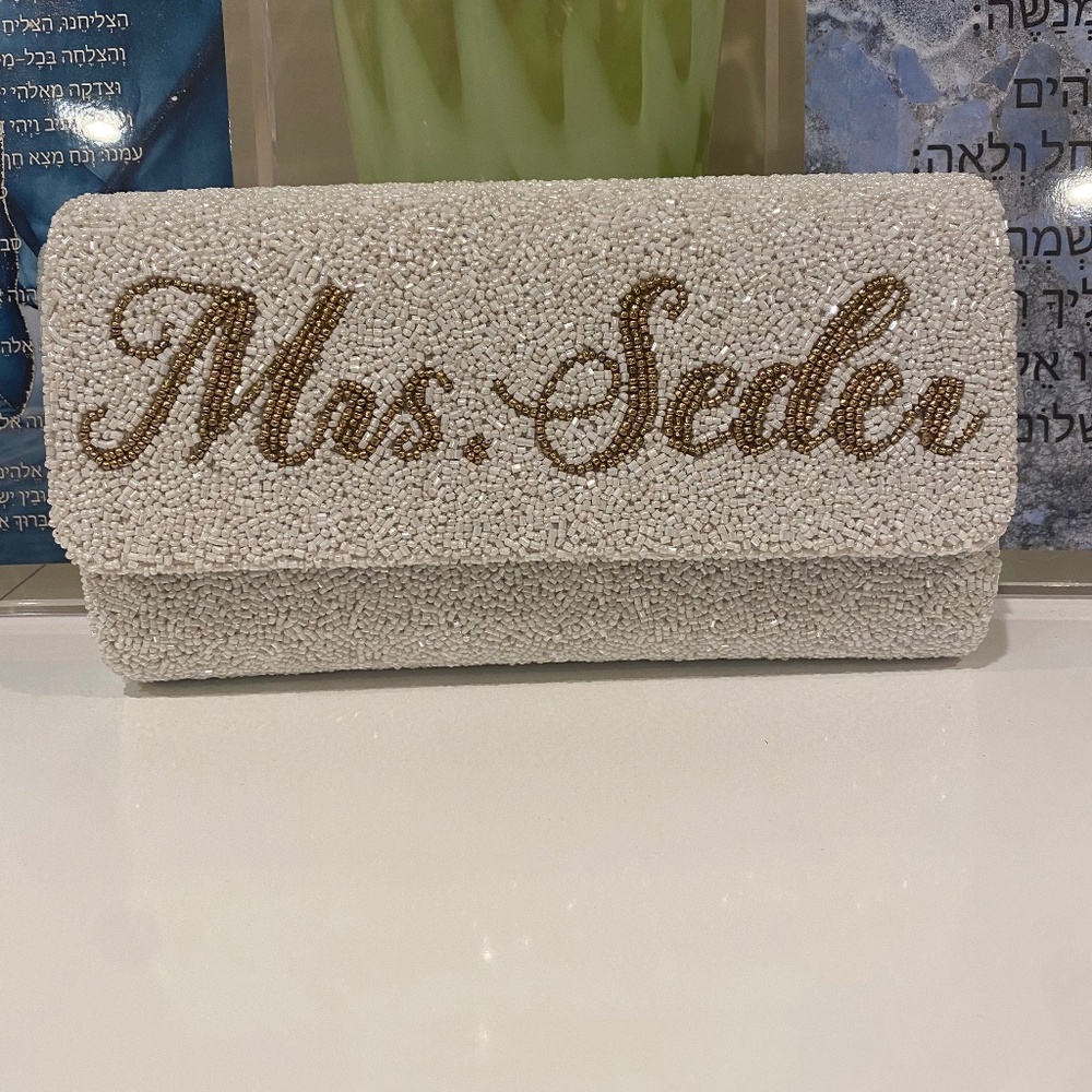 Custom beaded bridal clutch